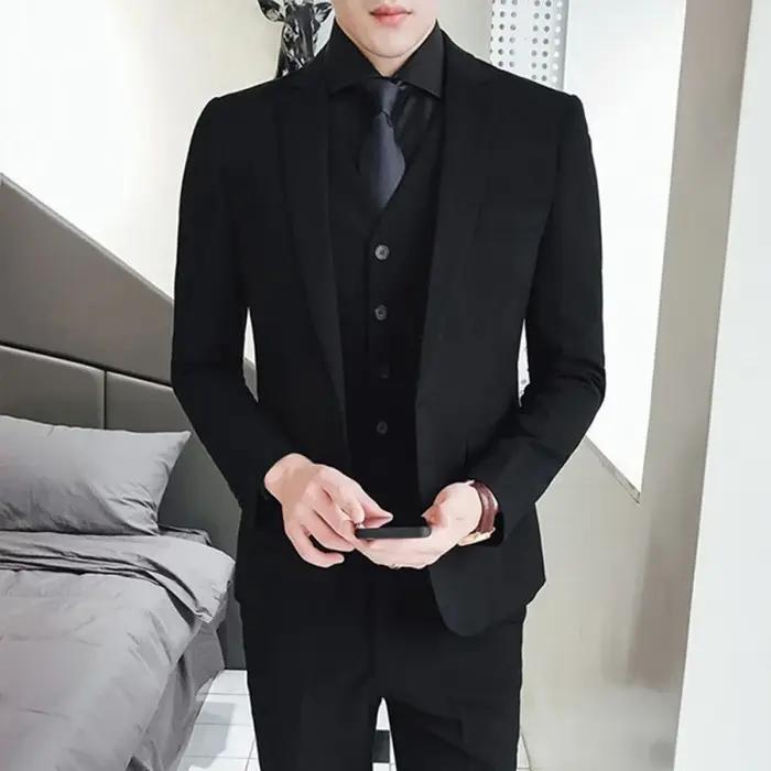 Nouveau Style costumes (Blazer + gilet + pantalon) hommes mode affaires mariage Gentleman complet entretien professionne