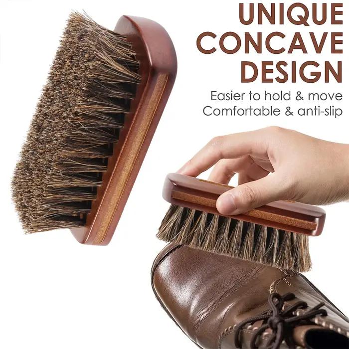 Cubicseven-Brosse à chaussures en crin de cheval, brosse à livres en cuir poli naturel, conception c