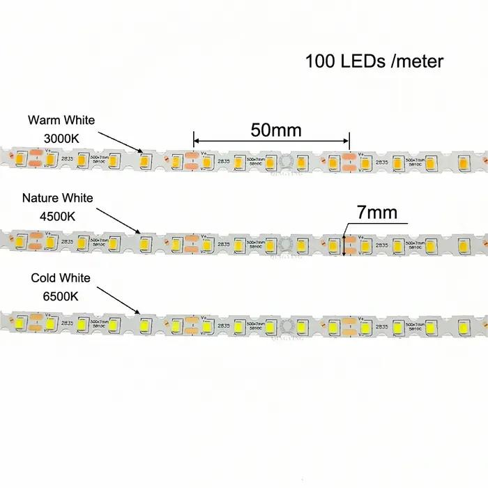 Bande lumineuse Flexible à courant Constant, 5m/bobine, haute luminosité, SMD2835, Type S, 5B10C, 10