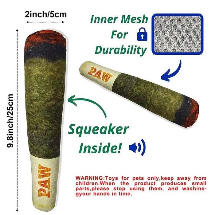 Jouet en forme de cigare pour chiens, peluche grinçante en polaire, blanc ou vert, jouet à mâcher pour chiots et chiens moyens, occasion spéciale pour votre animal de compagnon