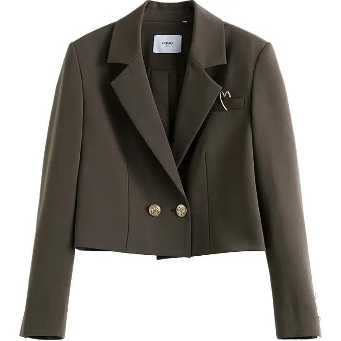 Ziqiao-blazers courts à manches régulières pour femmes