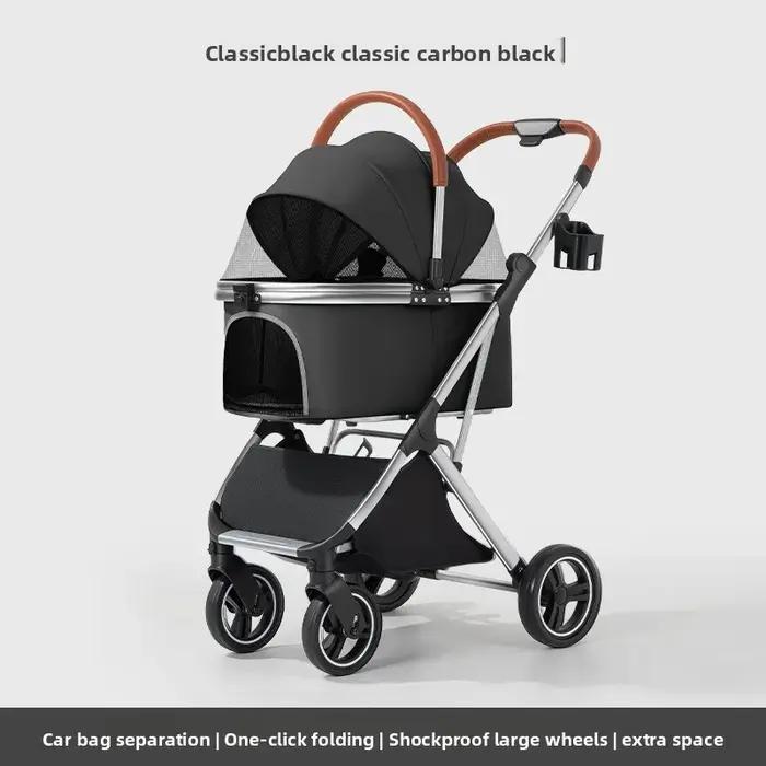 Poussette portable pour chien, pliable, pour les petites et moyennes races, cadre en aluminium
