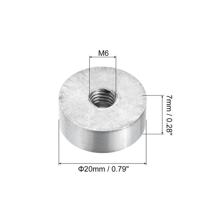 4/6/8 pièces 20mm de diamètre disque en aluminium matériel M6 M8 filetage rond verre Table cercle