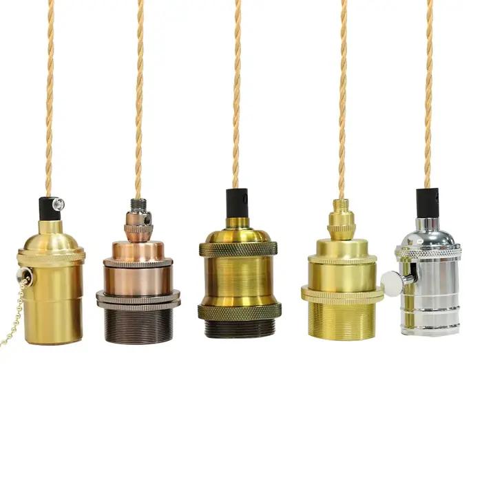 Lustre Vintage en aluminium E27, support de lampe pour ampoule Led/Edison 110V 220V, lampe suspendue