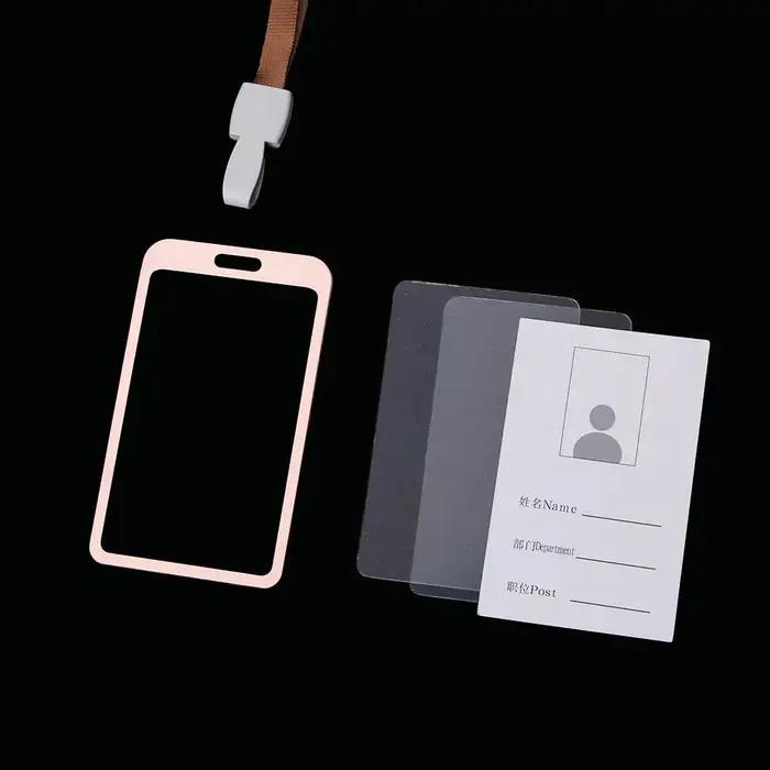 Certificat de poche pour employé de crédit, boîtier métallique de sécurité, étiquette de carte d'identité d'entreprise, Badge de travail avec lanière, porte-carte d'identité