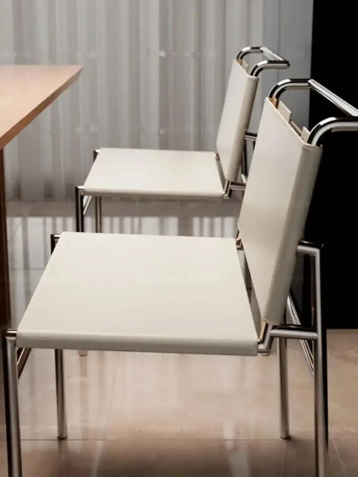 Chaise salle contemporaine en cuir cuisine salle à manger chaise pour salle à manger en acier inoxyd
