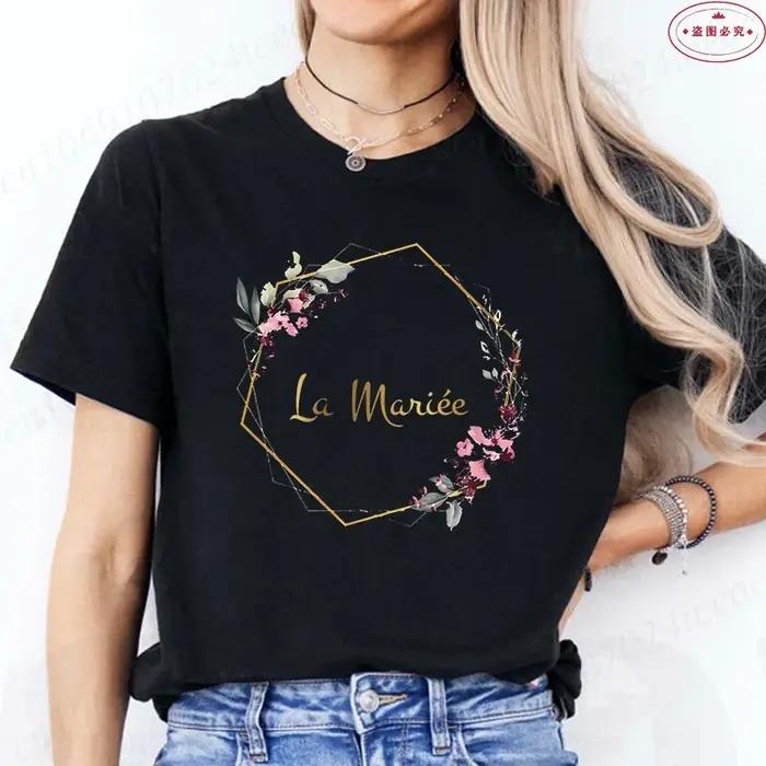 T-shirt de l'équipe des filles françaises, future mariée, couronne graphique, hauts de mariage, adie
