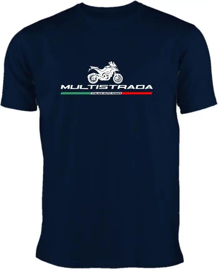T-Shirt pour fans de moto italienne Multistrada, 100% coton, col rond, manches courtes, T-shirt d'ét