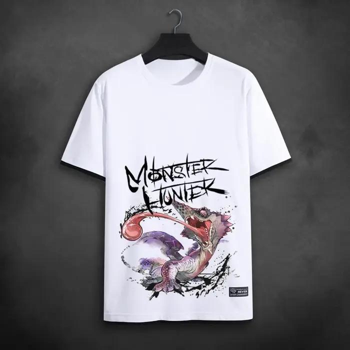 Tshirt graphique Monster Hunter à manches courtes pour homme, design imprimé, confortable pour toutes les saisons, idéal pour chasseurs et amateurs de jeux