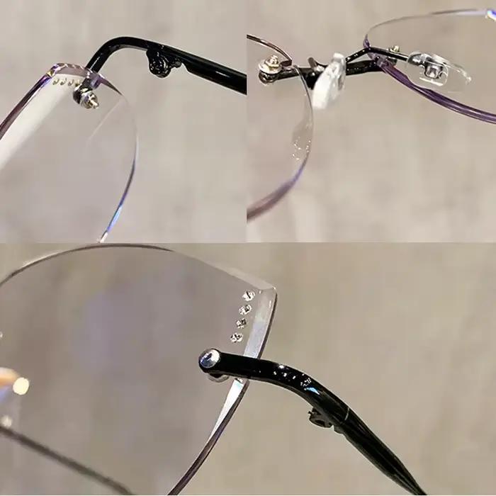 Lunettes ultralégeres sans cadre pour femmes, monture couleur changeante, photochromiques, oeil de chat, pour maison et occasions spéciales