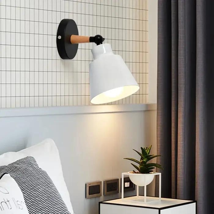 Nordique en bois massif chambre applique moderne minimaliste Macaron mur LED lampe créative salon co