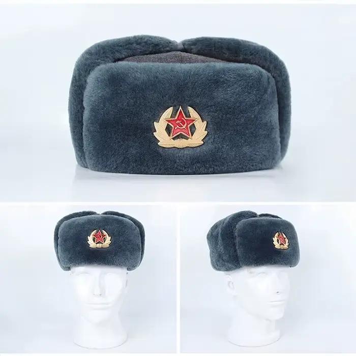 Bonnet hiver tactique reproduction M69 ushaka russe - Chapeau chasse coton gris léi fēng