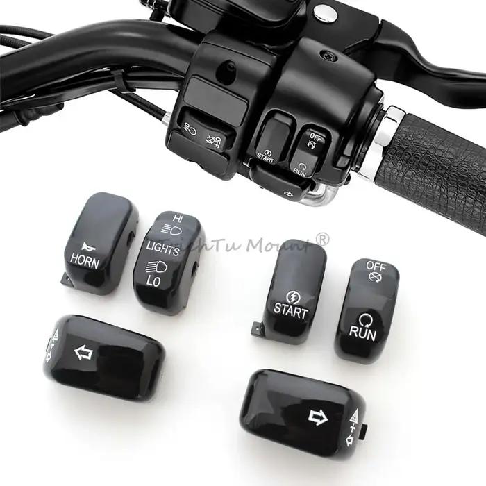 Kit de couvercles de boutons noirs pour interrupteur de commande manuelle de moto, pour Harley Touri