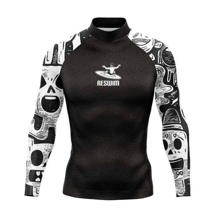 Nouveau été hommes longs natation Surf T-Shirts UPF 50 +
