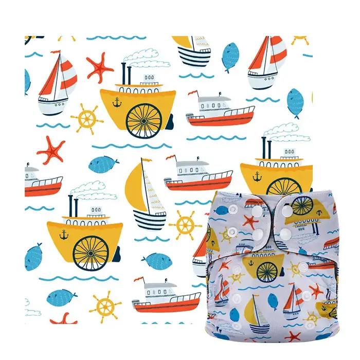 Tissu en Polyester TPU lavable et imperméable, fait à la main, matériau PUL imprimé pour couches en