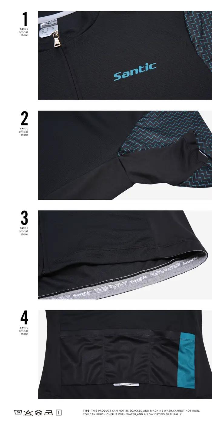 Santic-Maillot de Cyclisme à Manches Courtes pour Homme, Vêtement Confortable, VTT, Taille Asiatique