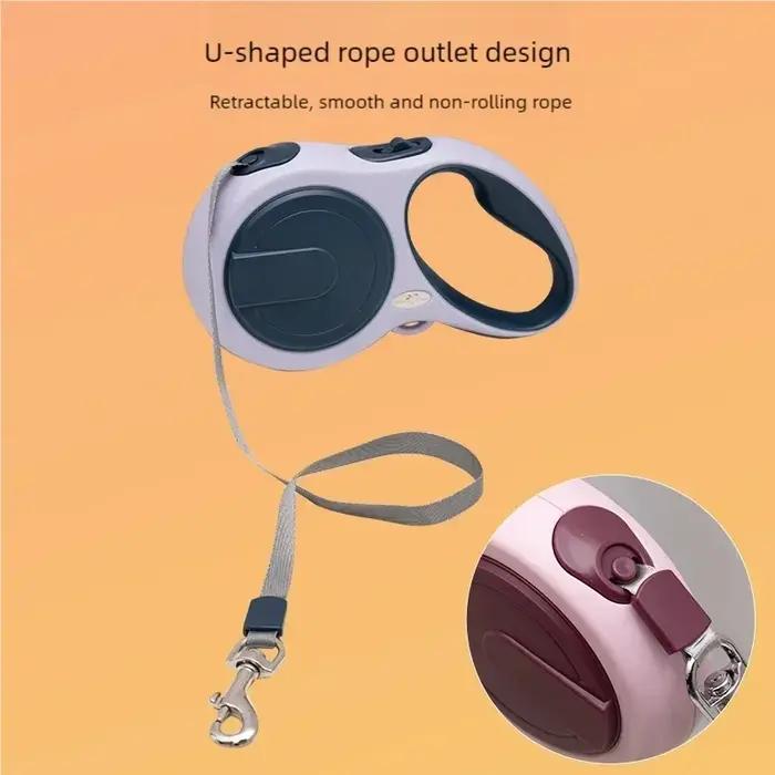 Laisse rétractable automatique en nylon robuste pour chien avec corde extensible pour courses et promenades en extérieur couleurs rose violet noir