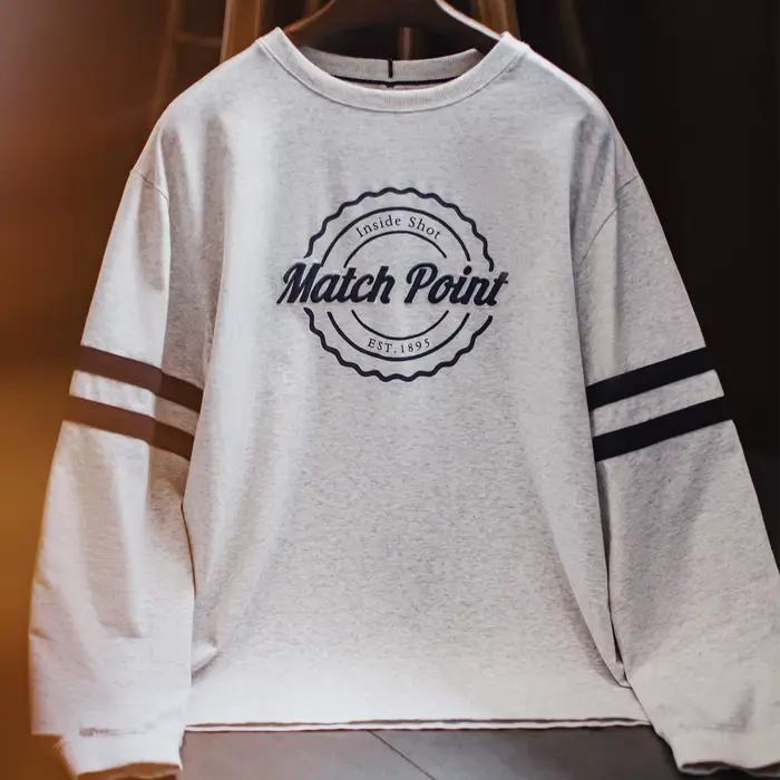 Sweat-shirt rétro à rayures brodées pour hommes, gris, léger, col rond, manches longues, pull en tri