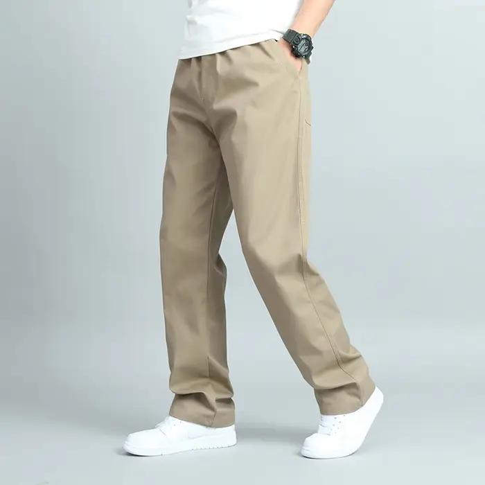 Pantalon en coton décontracté pour hommes grande taille coupe ample multi poche printemps automne usage quotidien