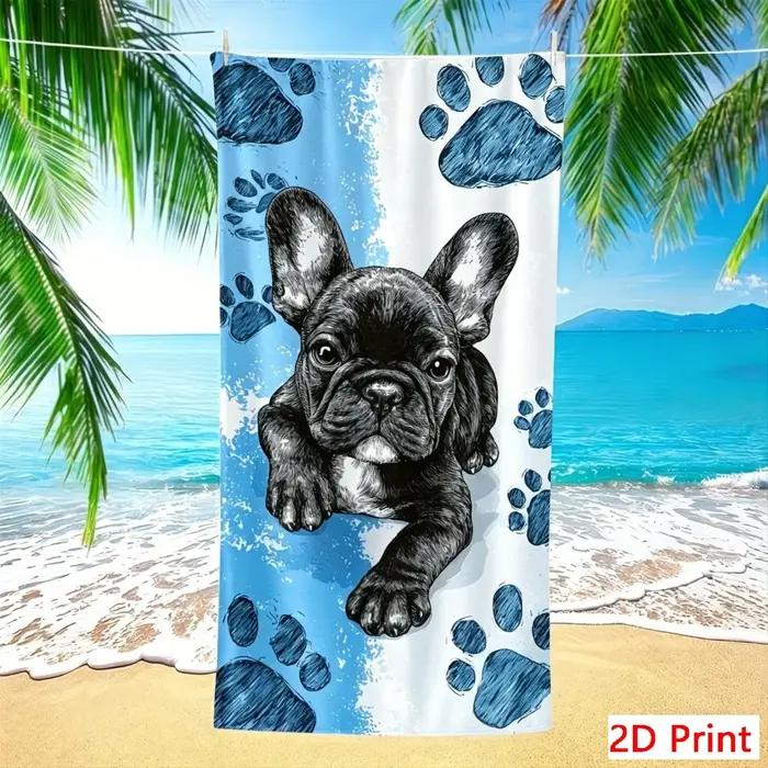 Serviette de plage surdimensionnée pour bouledogue français, grande serviette de bain à motif de pat