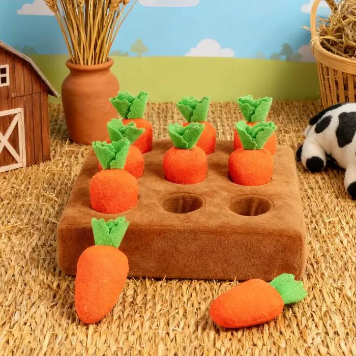 Tapis de jeu interactif en forme de carotte pour chiens et chiots