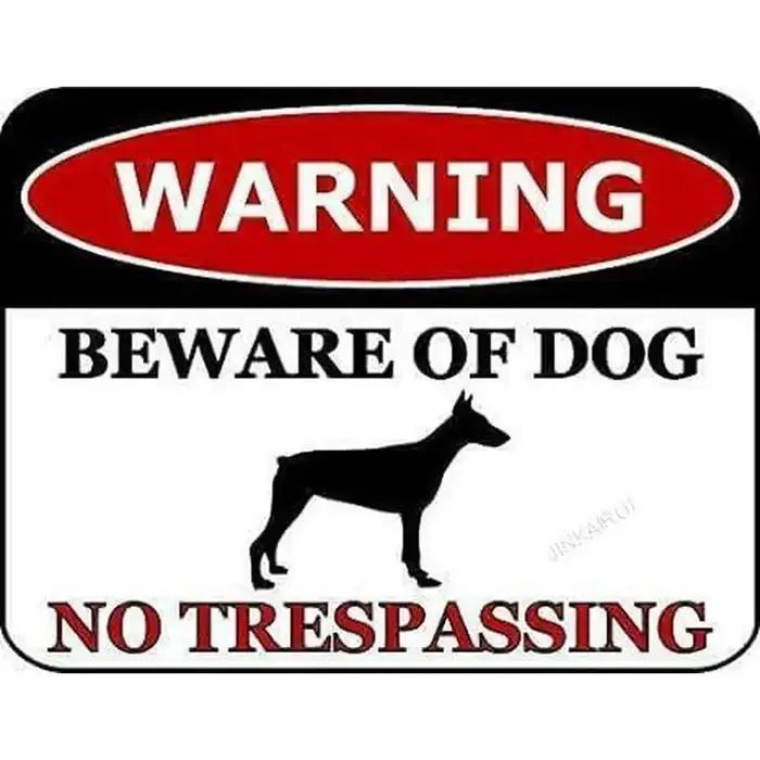 Panneau d'avertissement en métal pour chien Doberman