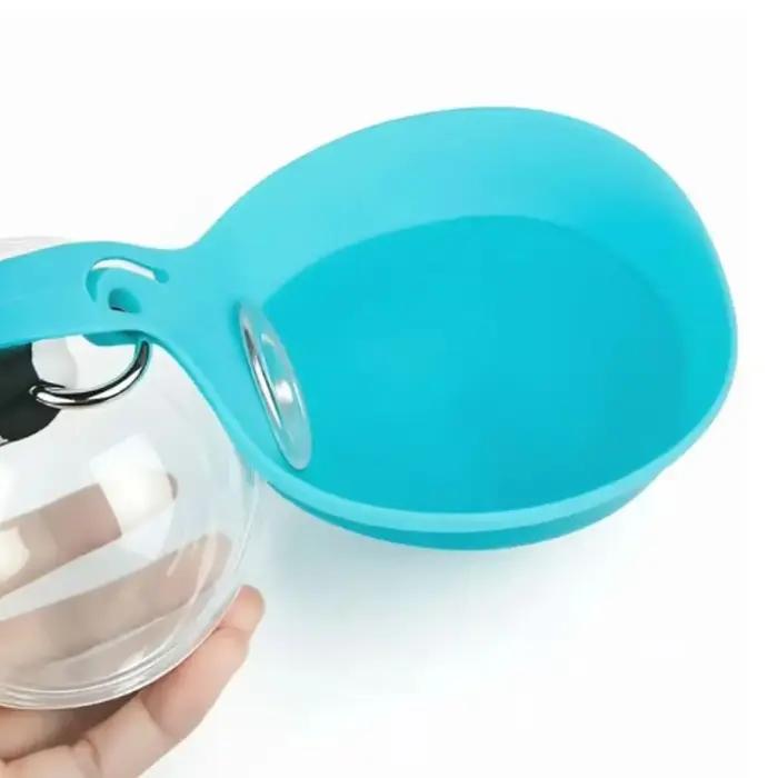 Bouteille d'eau portable pour chien avec bol, distributeur d'eau anti-fuite pour animaux de compagnie, pour les promenades en plein air, la randonnée et les voyages, avec cordon.