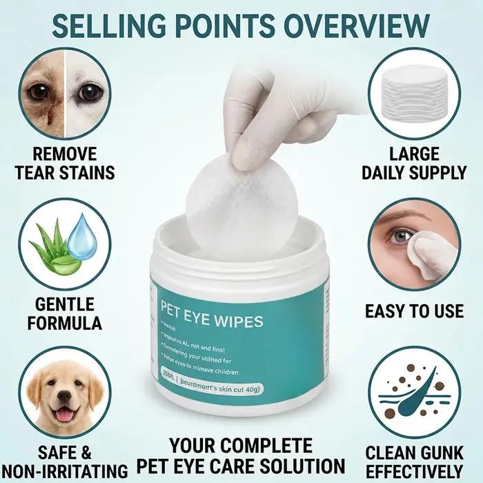 100 lingettes nettoyantes pour les yeux des chiens et des chats