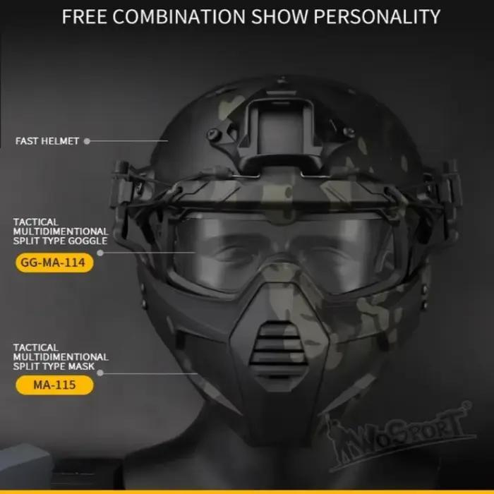 Tactical Helmet Goggles Sports Sunglasses for Men Women 2 Modes Airsoft Riding