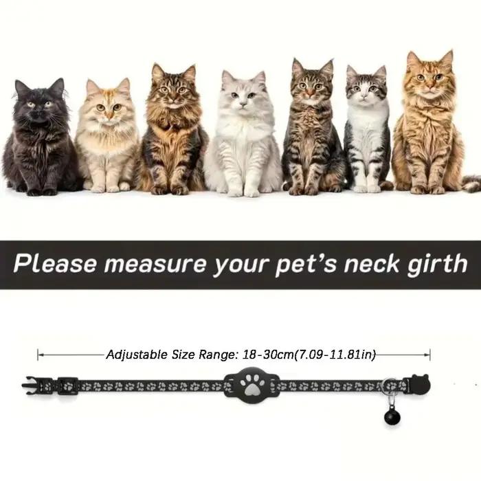 Collier de sécurité pour chat avec boucle, bandes réfléchissantes, réglable pour collier Airtag, anti-perte, étanche pour étui Airtag, chatons, chiots occassions spéciales