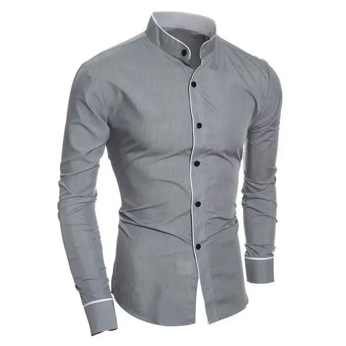 Chemise à manches longues pour hommes, couleur unie, Simple, décontractée, Version coréenne, coupe c