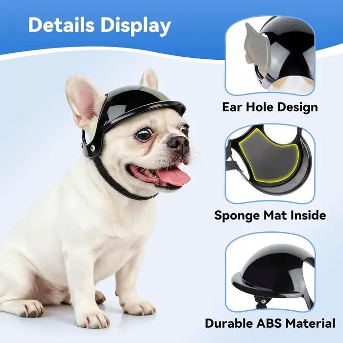 Casque pour chien avec trous pour les oreilles, casque de sécurité rigide pour animaux de compagnie, chapeau léger pour chiens pour les activités de plein air, les voyages, le camping