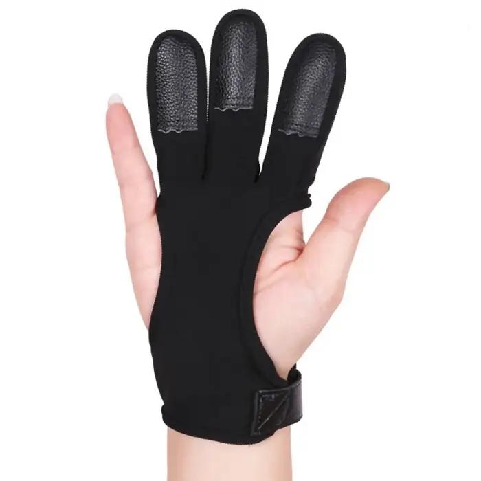 Gants de chasse tir à l'arc trois doigts cuir protection débutants adultes adolescents