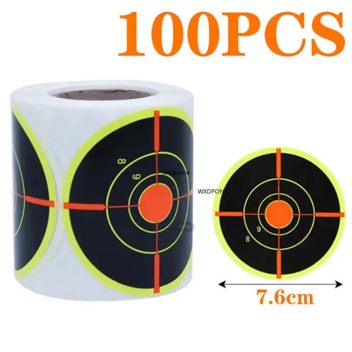 100 cibles autocollantes réactives aux impacts de balle, par rouleau, 7,50 cm, couleurs variées, pou