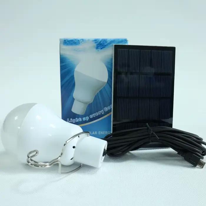 Ampoule solaire à LED avec crochet, lampe solaire d'extérieur, lampe de camping étanche, ampoule à é