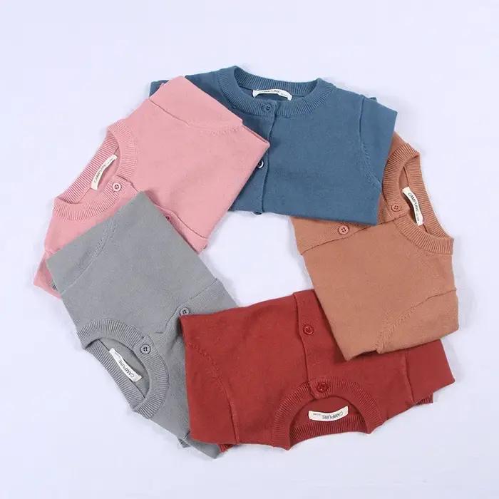 Cardigan en tricot pour filles et garçons, pull en coton pour enfants, vêtements de printemps, haut