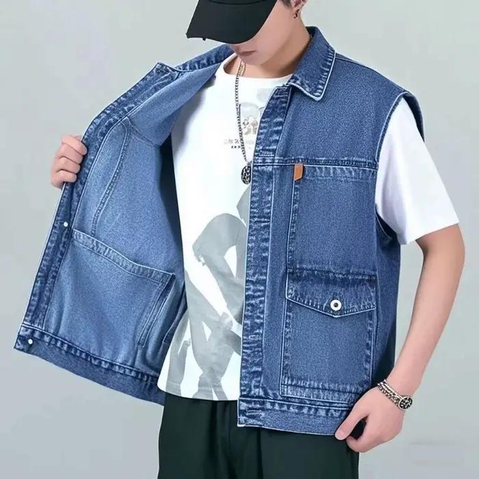 Gilet en jean rétro d'été décontracté pour hommes, veste Cargo sans manches, vêtements d'extérieur et manteaux pour automne et hiver, polyvalent pour occasions quotidiennes