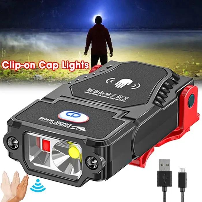 Mini lampe de sauna LED à capteur, angle réglable, casquette de chapeau, lumières à clip, étanche, l