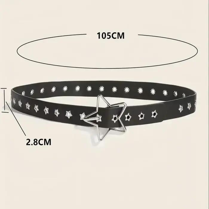 Ceinture décorative à boucle étoile de style punk avec plusieurs trous, petits yeux en forme d'étoil