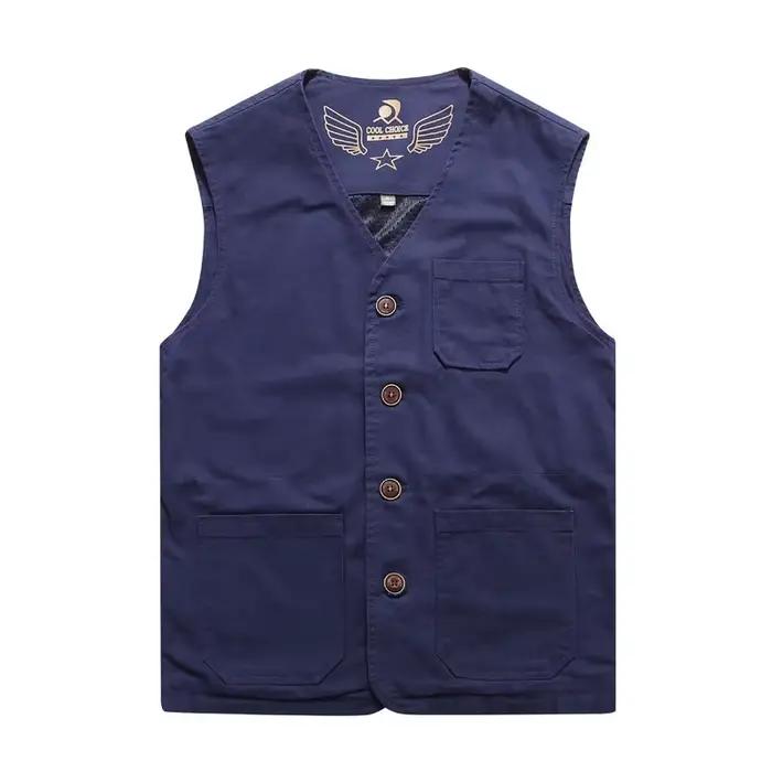 Gilet décontracté DIMUSI pour hommes, gilet respirant en coton et polyester avec poches pratiques pour activités extérieures et sports de plein air