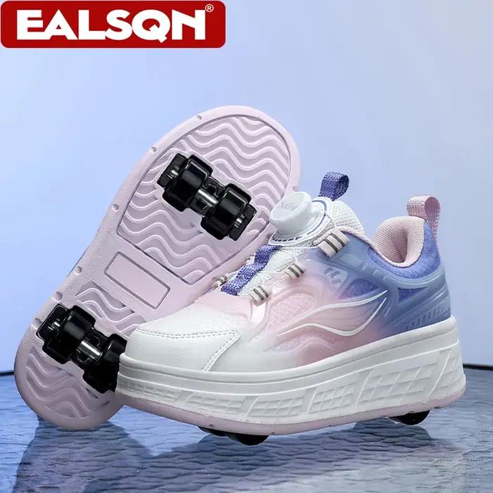 Chaussures de roller respirantes pour enfants, baskets d'été à quatre roues pour garçons et filles,