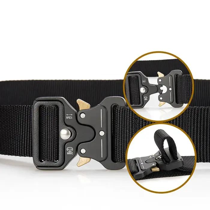 Ceinture tactique avec boucle en métal, robuste, en Nylon pour l'extérieur, 125/135CM de large, 3.8/