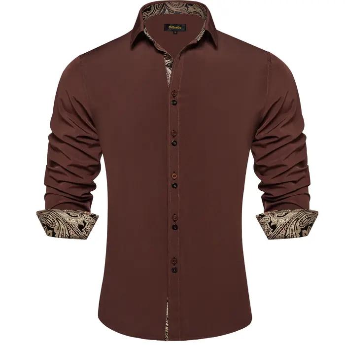 Chemise à manches longues en polyester et coton pour hommes