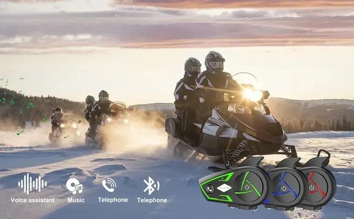 Casque Interphone Bluetooth S3 1000M, Étanche, Moto, Lumière Ambiante RGB
