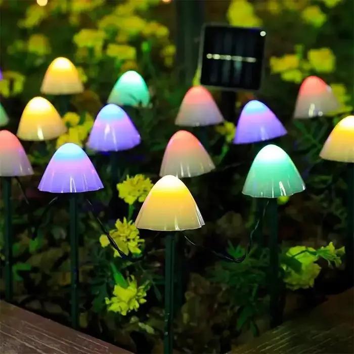 10 LED solaire champignon lumières extérieur étanche décoratif lampadaires pour pelouse jardin Patio