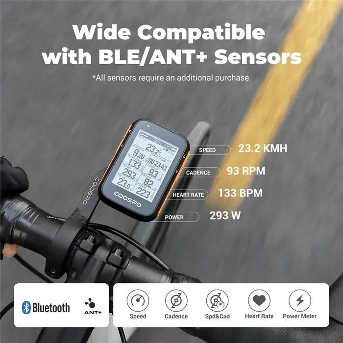 COOSPO BC200 ordinateur de vélo sans fil GPS compteur de vitesse de vélo odomètre de cyclisme 2,6 po