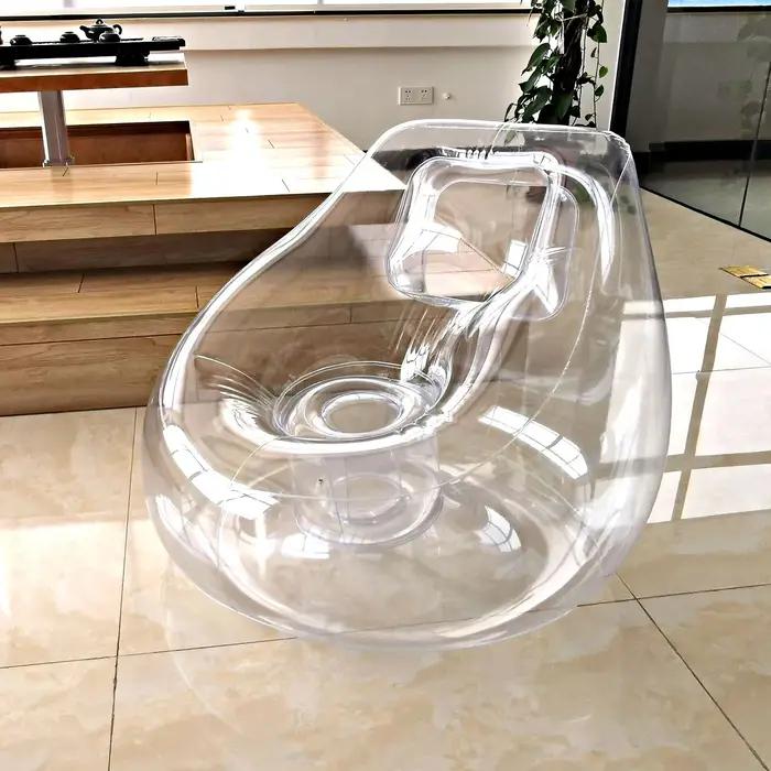 Chaise longue gonflable transparente moderne pour détente intérieure et extérieure femmes hommes salon chambre piscine plage