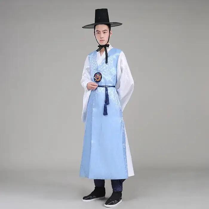 Robe Hanbok traditionnelle coréenne pour hommes robes ethniques de prairie vêtements officiels de cour costume de scène masculin multicolore occasions spéciales