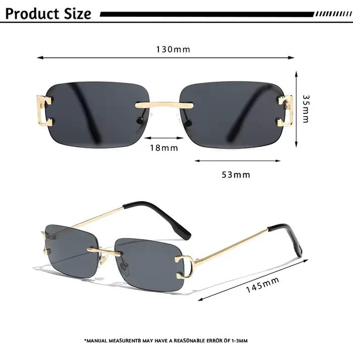 CATERSIDE lunettes de soleil rectangulaires hommes sans monture blanc cuivre petites lunettes de sol