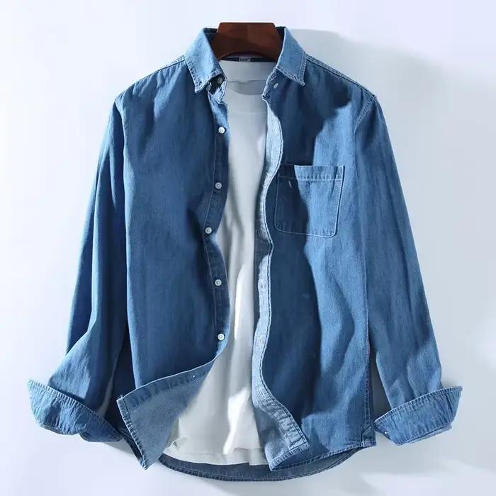 Hommes décontracté Denim chemise mode nouveau Simple décontracté coton mince Jean à manches longues